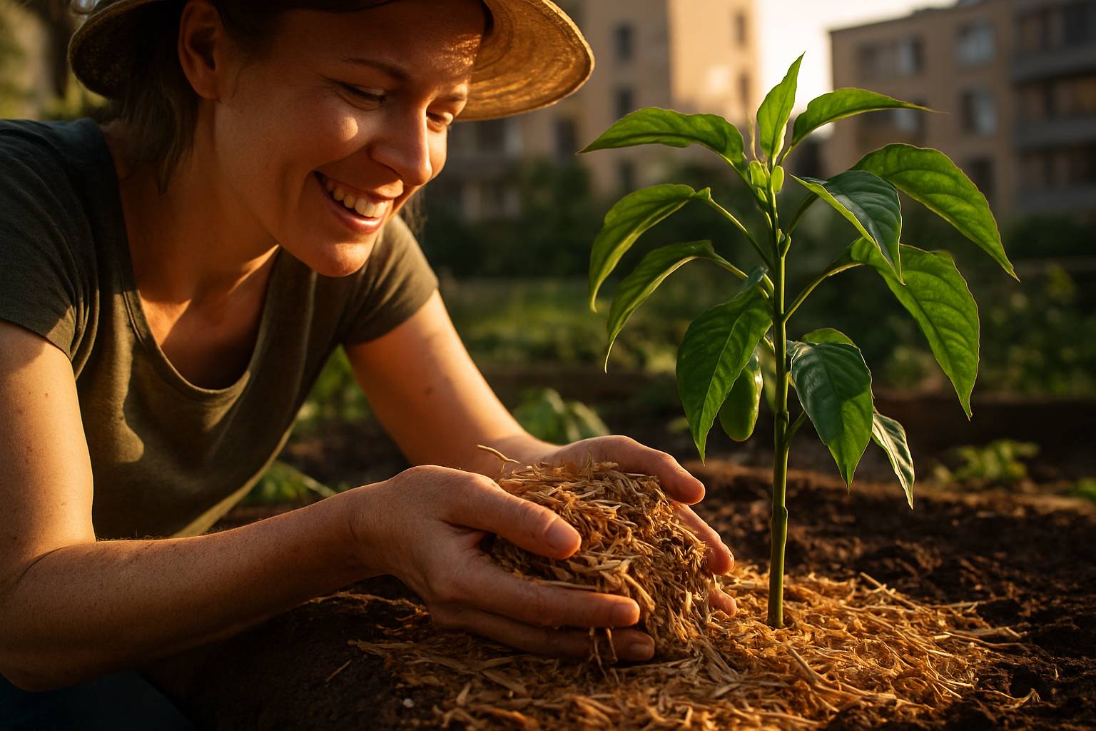 Le jour où j’ai découvert que le paillage pouvait sauver mes plantes du soleil urbain